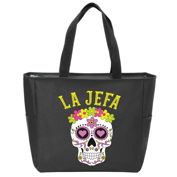 La Jefa Sugar Skull Dia De Los Muertos Costume Zip Tote Bag