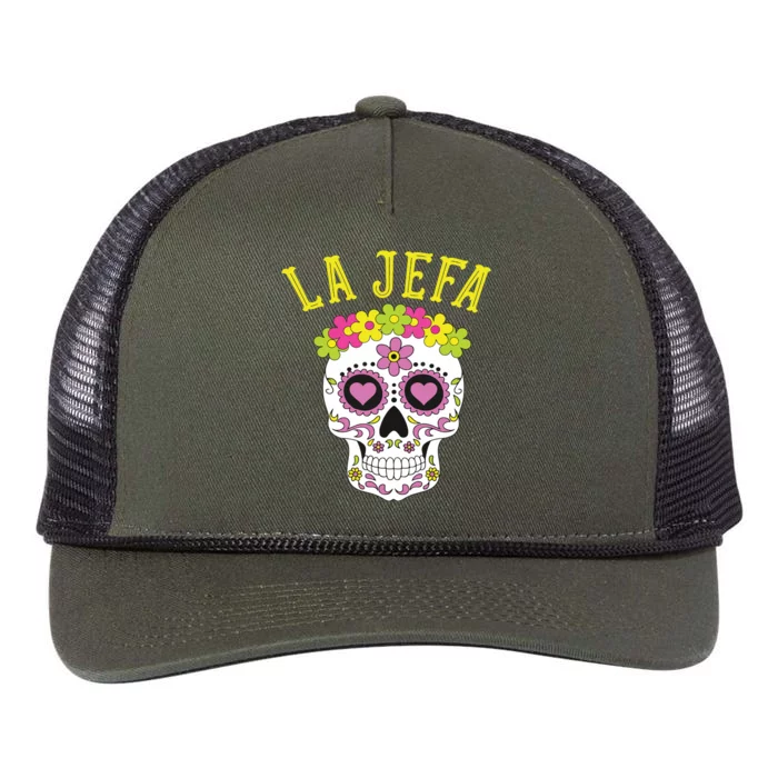 La Jefa Sugar Skull Dia De Los Muertos Costume Retro Rope Trucker Hat Cap