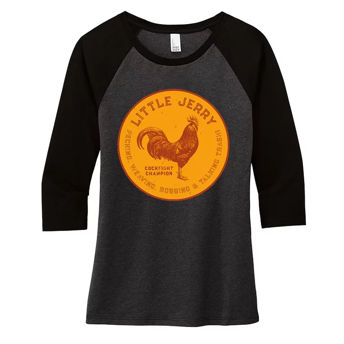 Little Jerry The Rooster Cockfight Champion Women's Tri-Blend 3/4-Sleeve Raglan Shirt