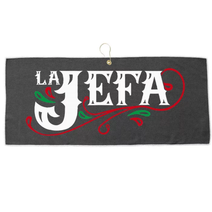 La Jefa The Boss In Spanish Funny Mexican Quote Large Microfiber Waffle Golf Towel