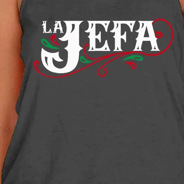 La Jefa The Boss In Spanish Funny Mexican Quote Women's Knotted Racerback Tank