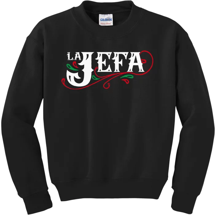 La Jefa The Boss In Spanish Funny Mexican Quote Kids Sweatshirt