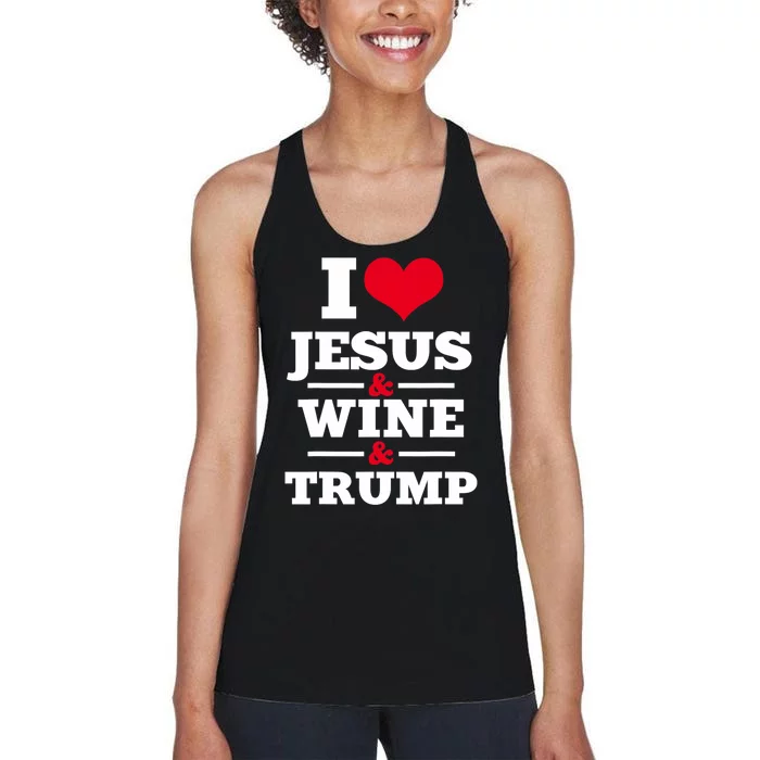 Love Jesus Wine Trump Religious Christian Faith Women's Racerback Tank