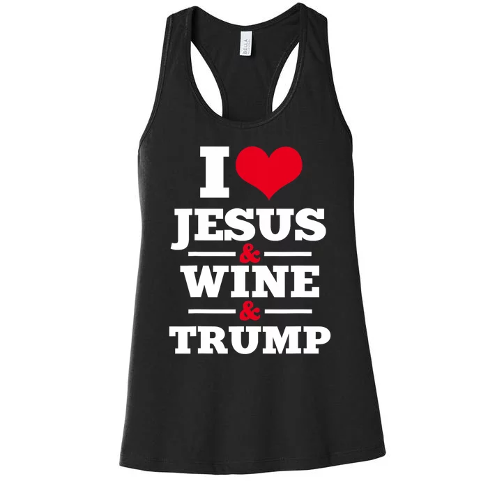 Love Jesus Wine Trump Religious Christian Faith Women's Racerback Tank