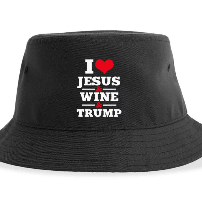 Love Jesus Wine Trump Religious Christian Faith Sustainable Bucket Hat