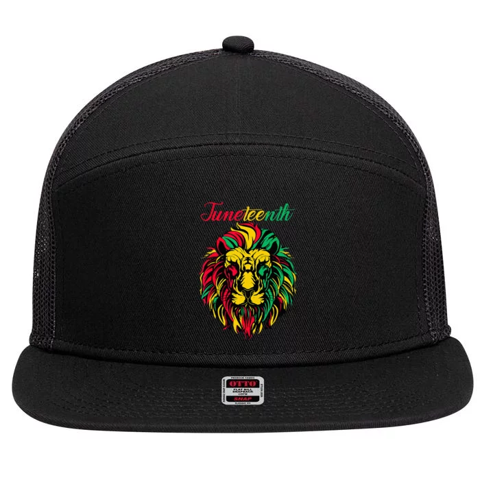 Lion Juneteenth Wo African American Black History 1865 7 Panel Mesh Trucker Snapback Hat