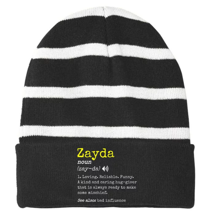 Loving Jewish Yiddish Grandad Definition Saying Funny Zayda Striped Beanie with Solid Band