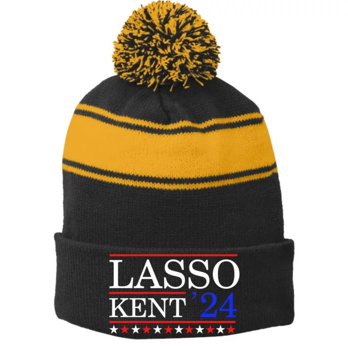 Lasso Kent 24 Funny Sports Stripe Pom Pom Beanie