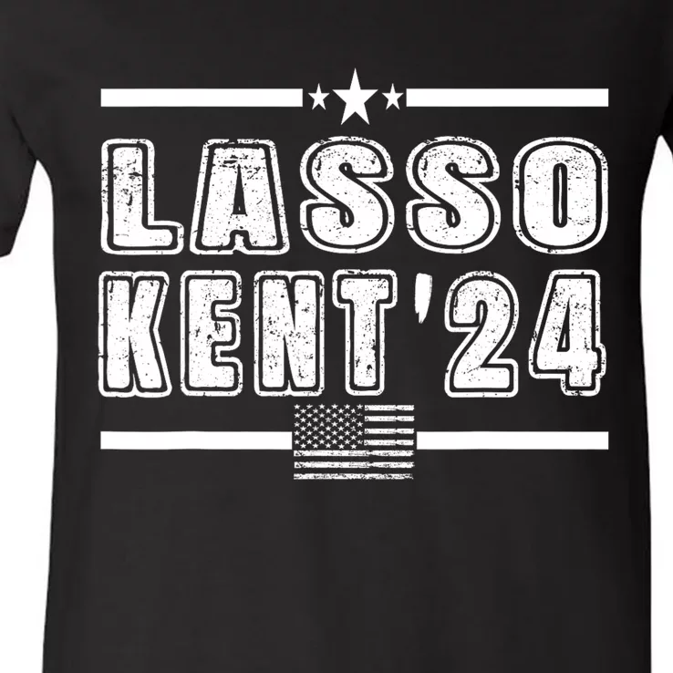 Lasso Kent 24 Funny Usa Flag Sports 4th Of July V-Neck T-Shirt