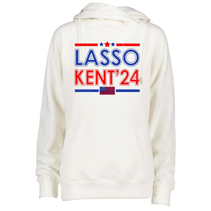 Lasso Kent 2024 Vintage USA Political Womens Funnel Neck Pullover Hood