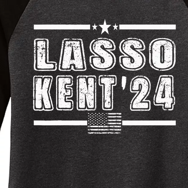 Lasso Kent 24 Funny Usa Flag Sports 4th Of July Women's Tri-Blend 3/4-Sleeve Raglan Shirt