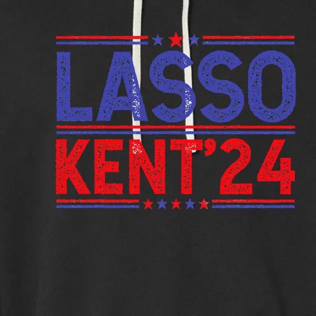 Lasso Kent 24 Funny Usa Flag Sports 4th Of July Election Garment-Dyed Fleece Hoodie