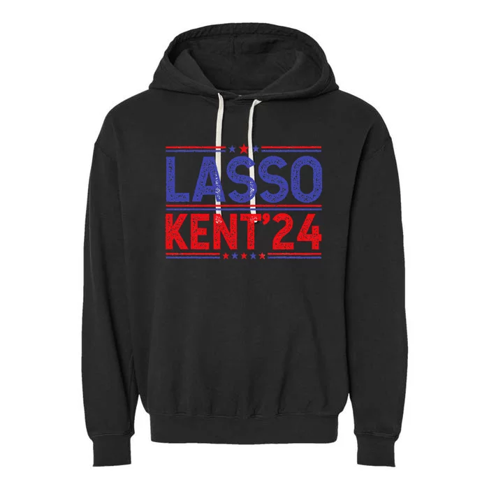 Lasso Kent 24 Funny Usa Flag Sports 4th Of July Election Garment-Dyed Fleece Hoodie