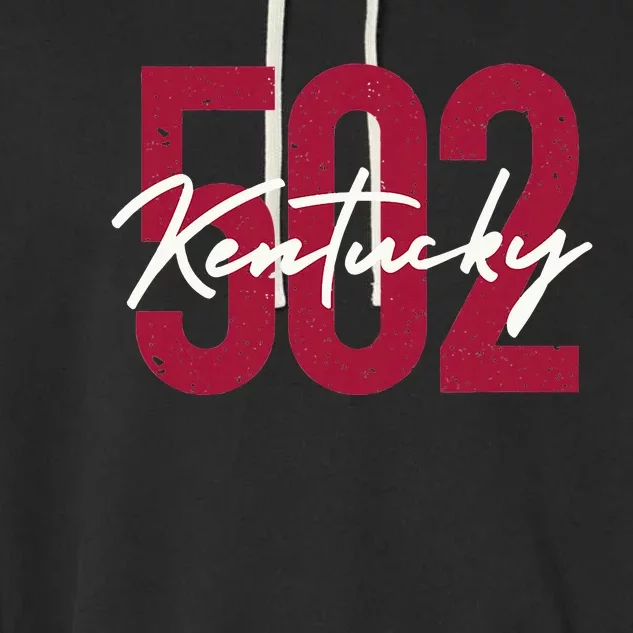 Louisville Kentucky 502 Area Code Garment-Dyed Fleece Hoodie