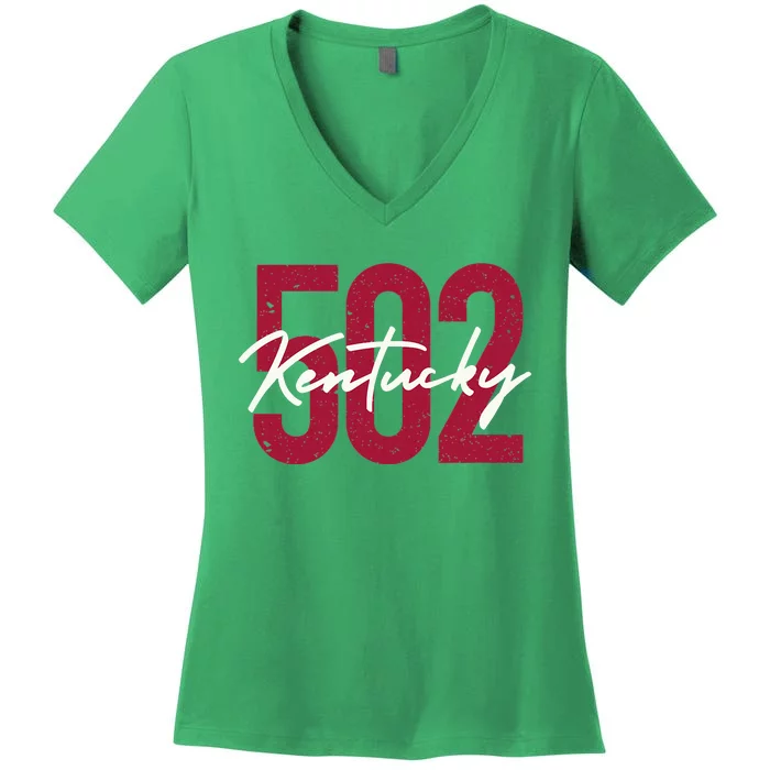 Louisville Kentucky 502 Area Code Women's V-Neck T-Shirt