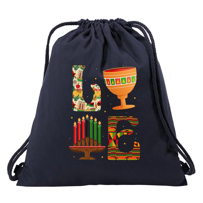 Love Kwanzaa African American Celebration Month Drawstring Bag