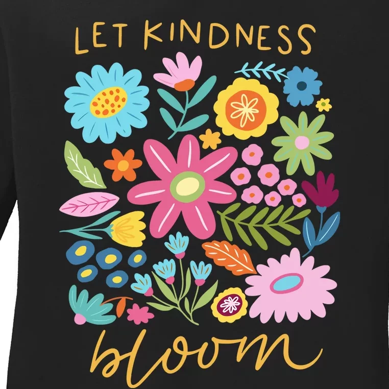 Let Kindness Bloom Floral Flower Ladies Long Sleeve Shirt