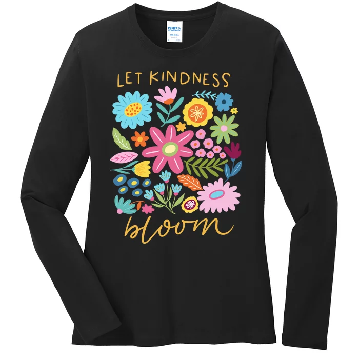 Let Kindness Bloom Floral Flower Ladies Long Sleeve Shirt