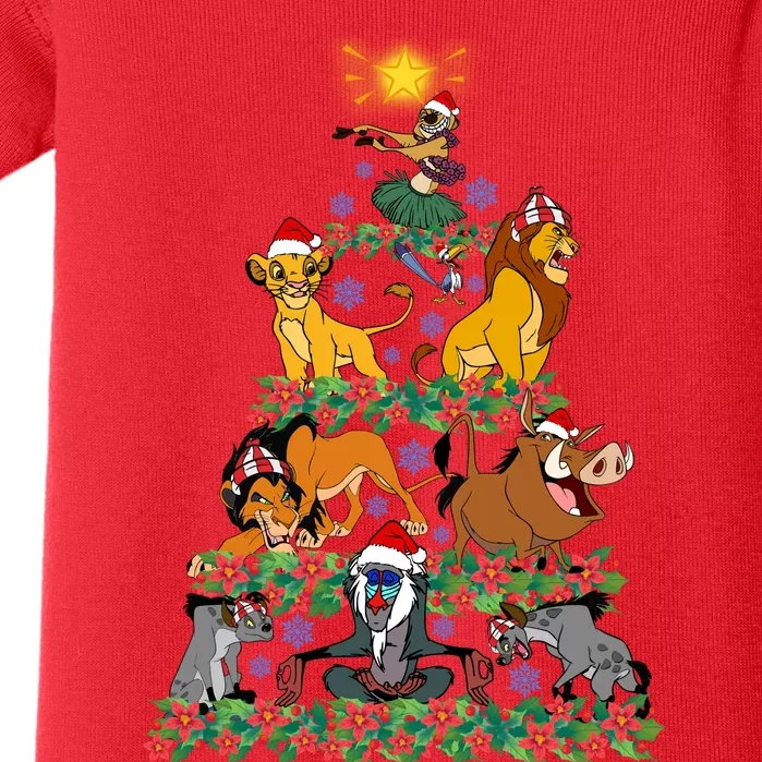 Lion King Characters Group Christmas Tree Mouse Very Merry Xmas Party Baby Bodysuit