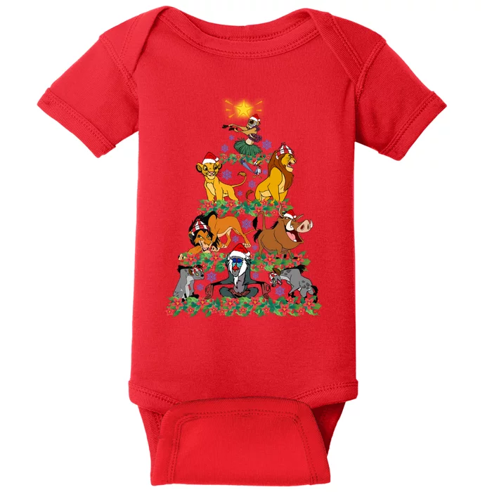 Lion King Characters Group Christmas Tree Mouse Very Merry Xmas Party Baby Bodysuit