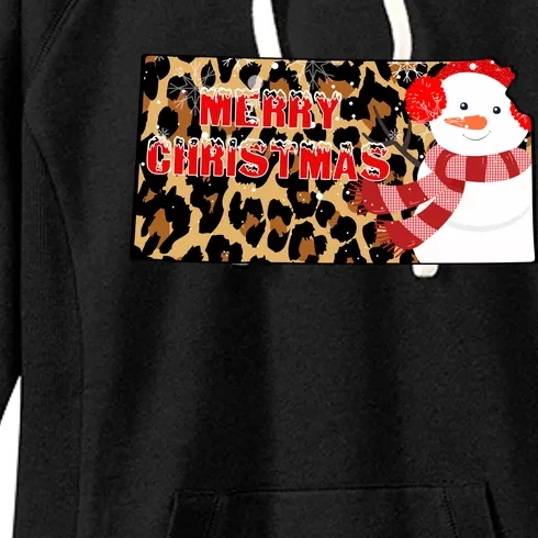 Leopard Kansas Christmas With Snowman Women's Fleece Hoodie