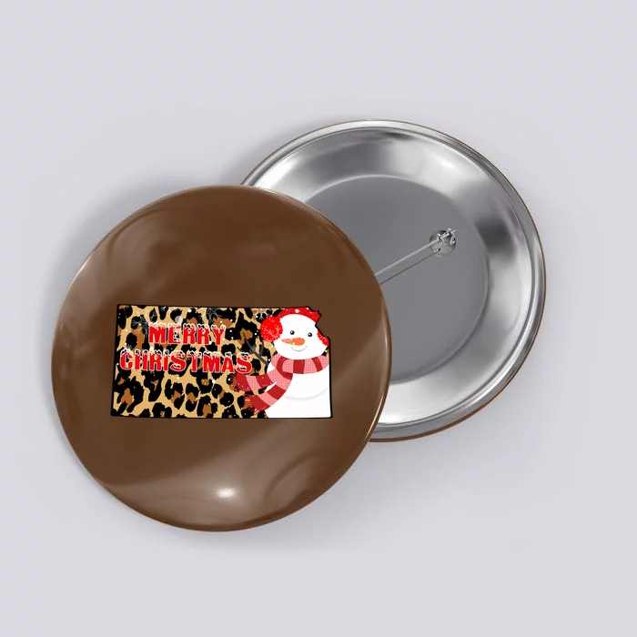 Leopard Kansas Christmas With Snowman Button