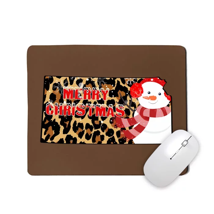 Leopard Kansas Christmas With Snowman Mousepad