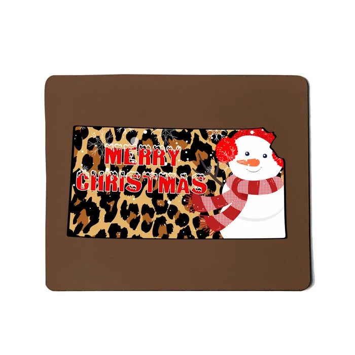 Leopard Kansas Christmas With Snowman Mousepad