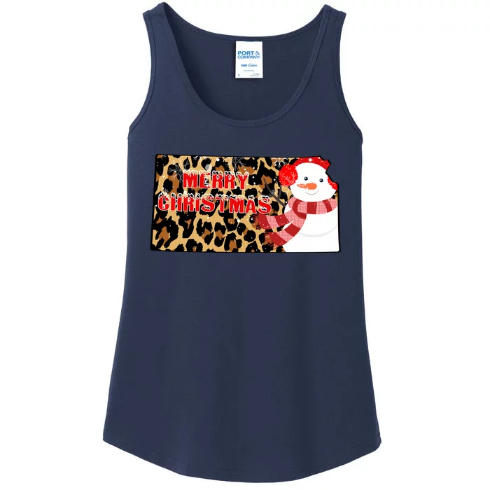 Leopard Kansas Christmas With Snowman Ladies Essential Tank