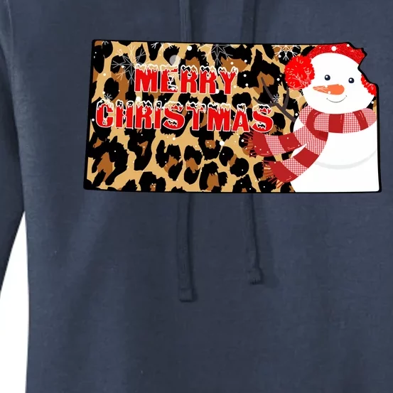 Leopard Kansas Christmas With Snowman Women's Pullover Hoodie