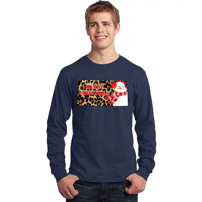 Leopard Kansas Christmas With Snowman Tall Long Sleeve T-Shirt