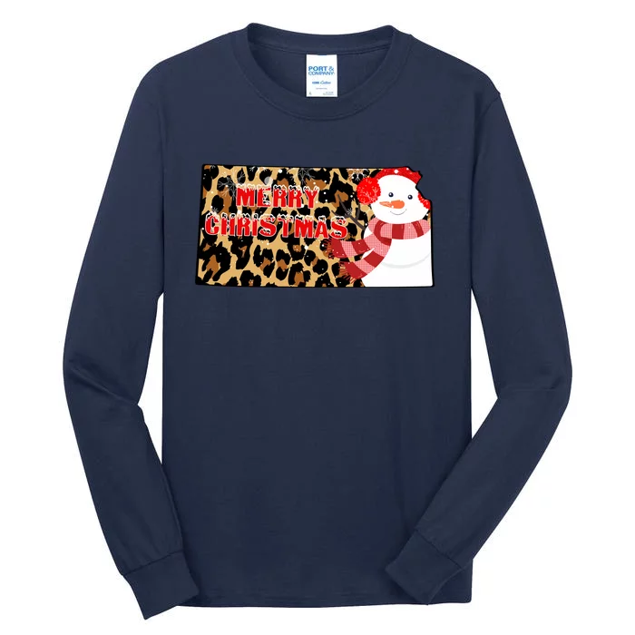 Leopard Kansas Christmas With Snowman Tall Long Sleeve T-Shirt