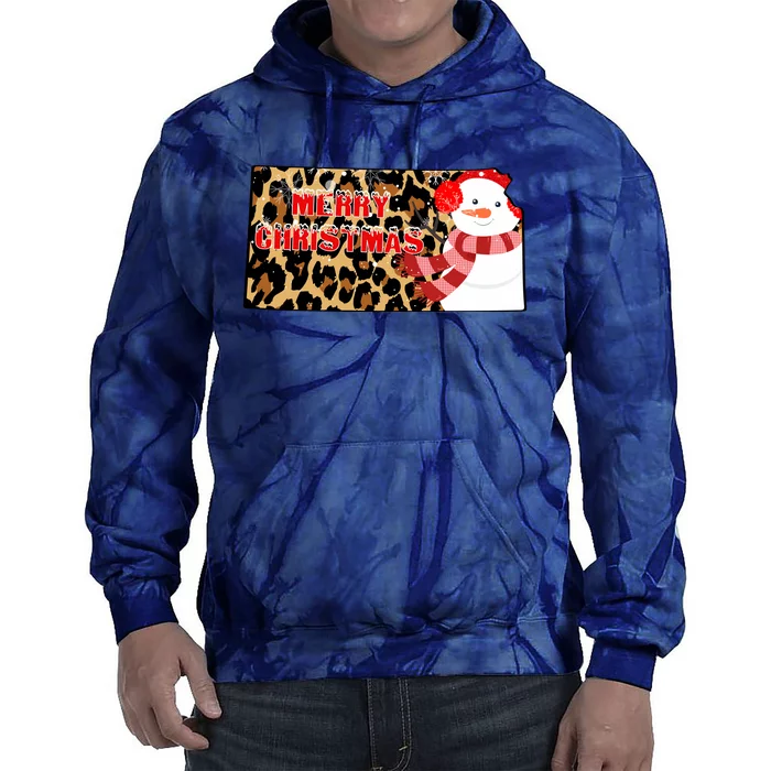 Leopard Kansas Christmas With Snowman Tie Dye Hoodie