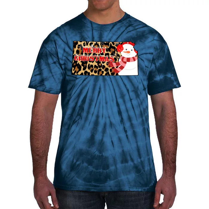 Leopard Kansas Christmas With Snowman Tie-Dye T-Shirt