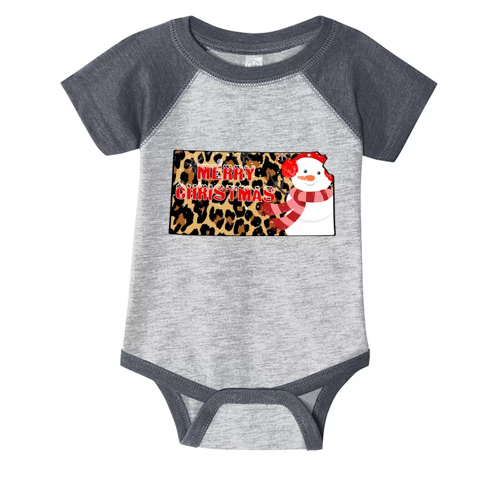 Leopard Kansas Christmas With Snowman Infant Baby Jersey Bodysuit