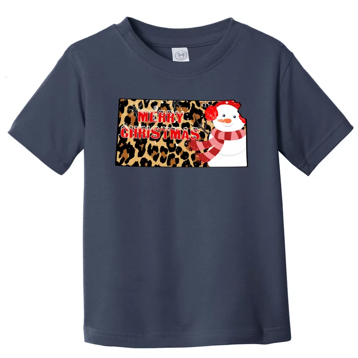 Leopard Kansas Christmas With Snowman Toddler T-Shirt