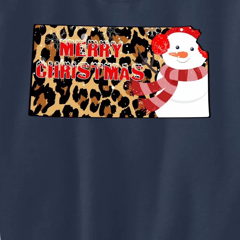 Leopard Kansas Christmas With Snowman Kids Sweatshirt