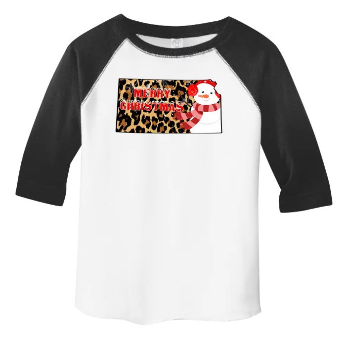 Leopard Kansas Christmas With Snowman Toddler Fine Jersey T-Shirt