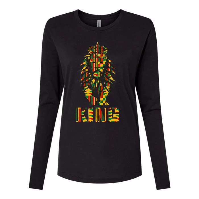 Lion Kente Cloth For King African Lover Womens Cotton Relaxed Long Sleeve T-Shirt