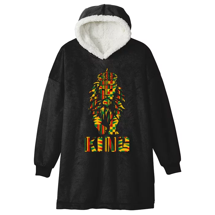 Lion Kente Cloth For King African Lover Hooded Wearable Blanket