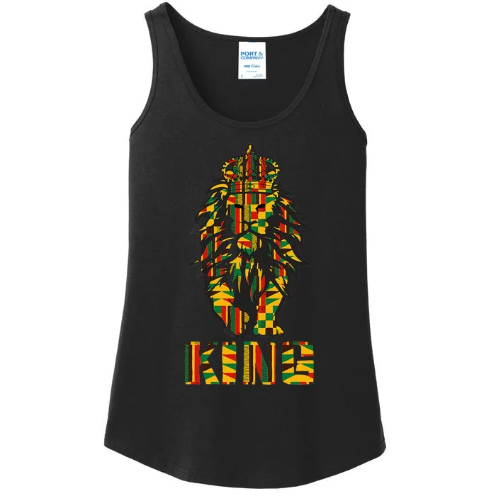 Lion Kente Cloth For King African Lover Ladies Essential Tank