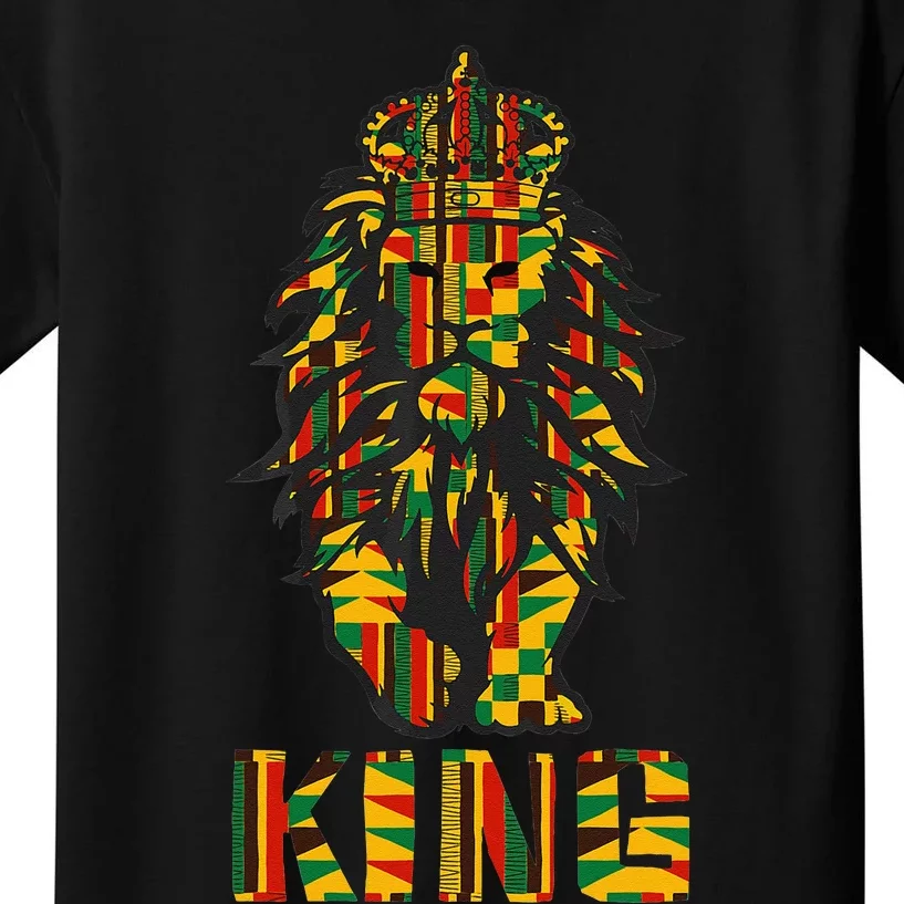 Lion Kente Cloth For King African Lover Kids T-Shirt