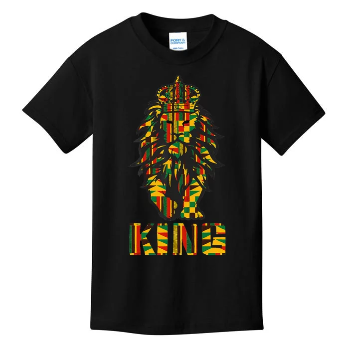 Lion Kente Cloth For King African Lover Kids T-Shirt