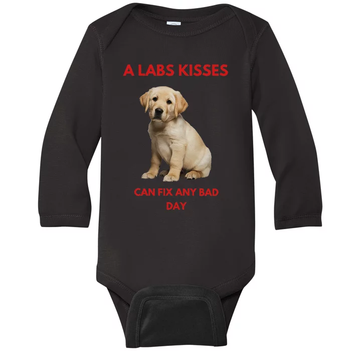 Labs Kisses Can Fix Any Bad Day! Baby Long Sleeve Bodysuit