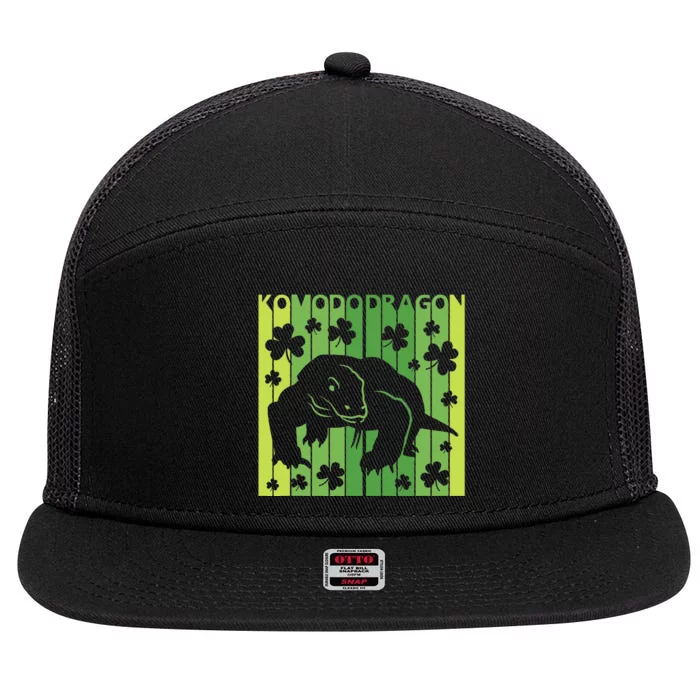 Lucky Komodo Dragon Animal St Patrick's Day Irish 7 Panel Mesh Trucker Snapback Hat