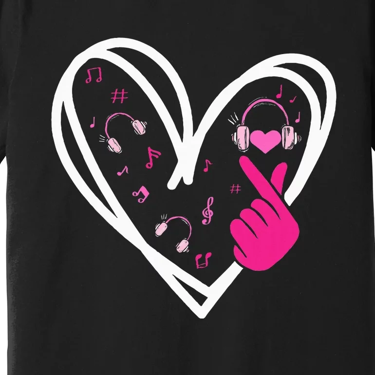 Love Kpop Finger Heart Korean Pop Music K Pop Premium T-Shirt