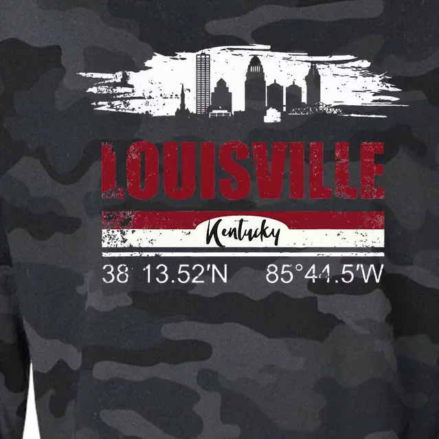 Louisville Kentucky Gift Geographic Coordinates Cropped Pullover Crew