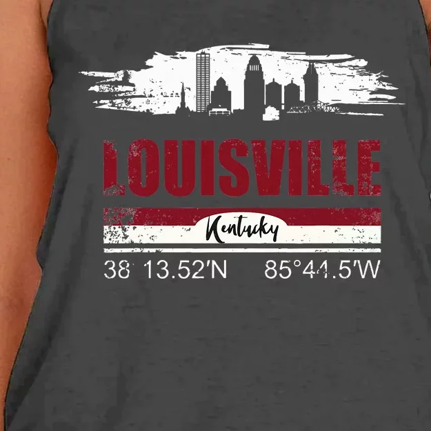 Louisville Kentucky Gift Geographic Coordinates Women's Knotted Racerback Tank