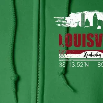 Louisville Kentucky Gift Geographic Coordinates Full Zip Hoodie