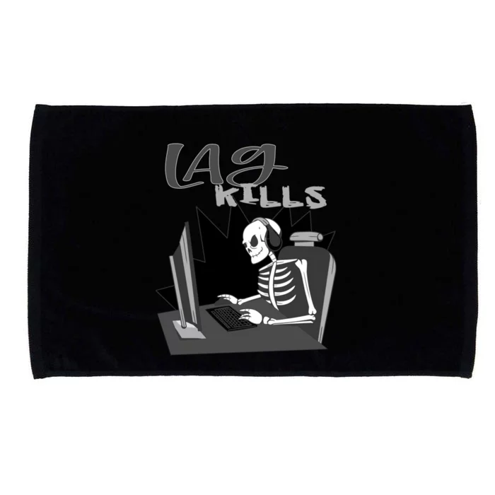 Lag Kills Halloween Skeleton Retro Video Gamer Skeleton Meaningful Gift Microfiber Hand Towel